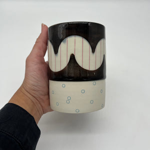 Black and White Tall Cup - Porcelain