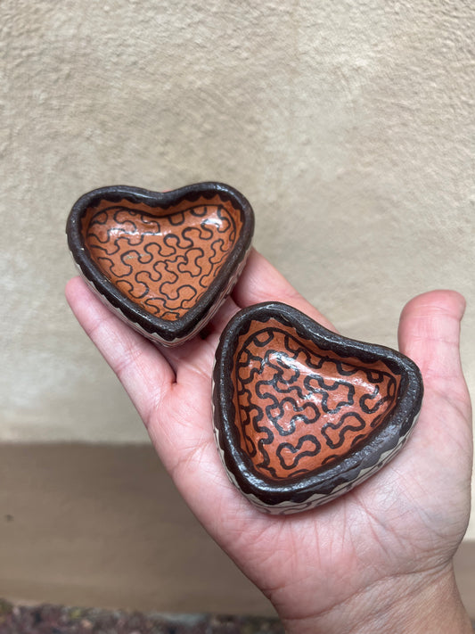 Shipibo Ceramic ~ heart trinket dishes