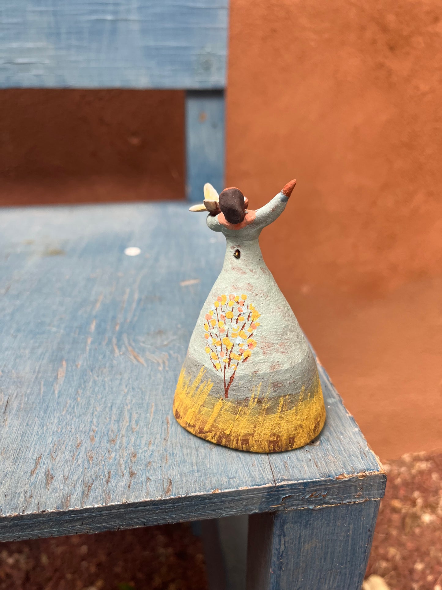 Dancer bell - Blue dress with birdbath