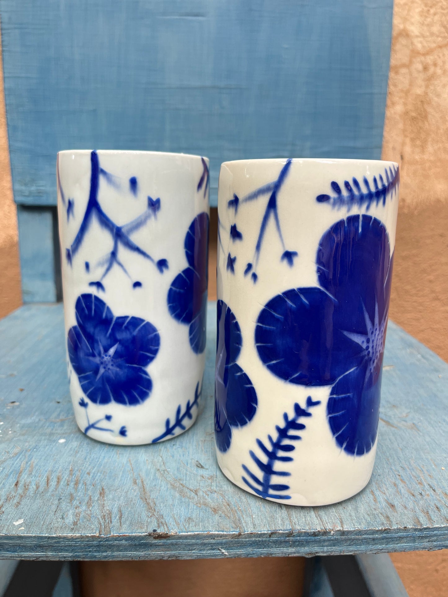 Anna Nelson ~ tumblers ~ blue and white