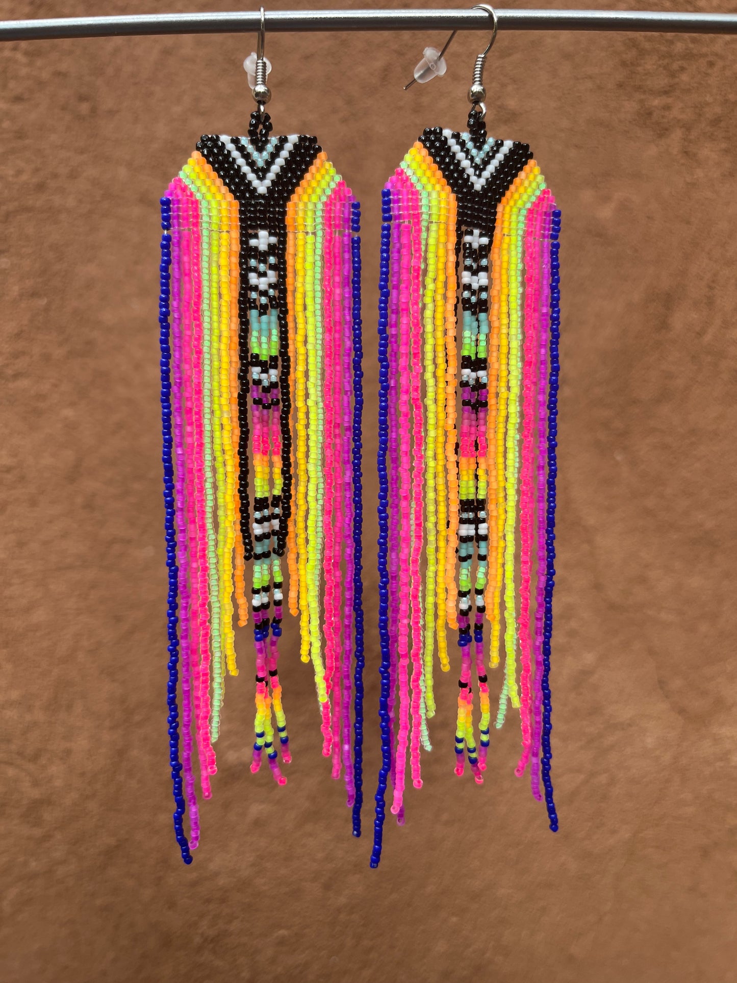 Beaded Fringe Earrings ~ multicolor