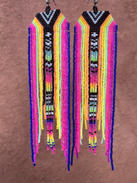 Beaded Fringe Earrings ~ multicolor