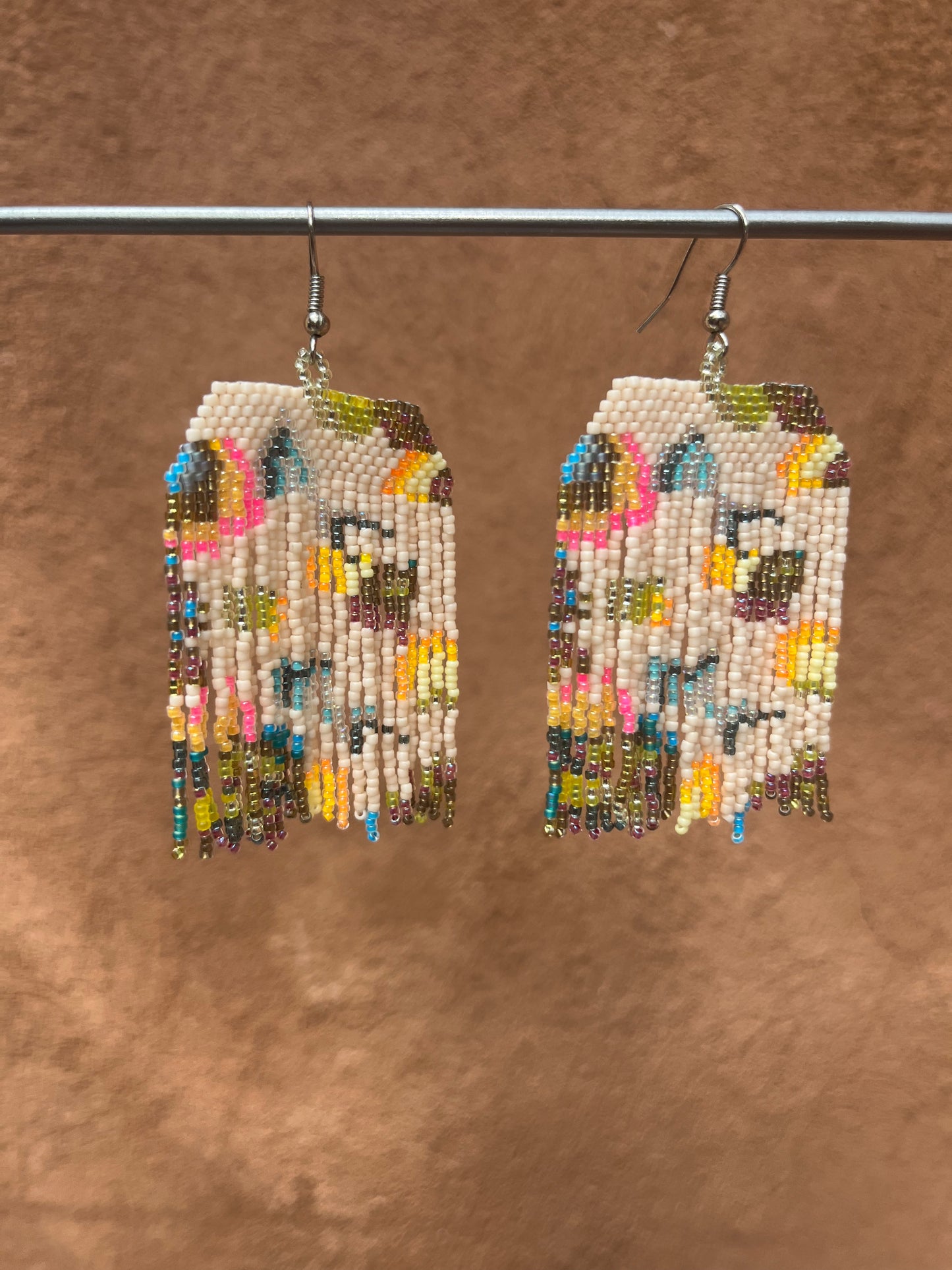 Beaded Fringe Earrings ~ multicolor