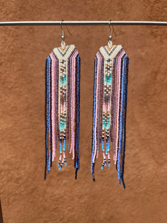 Beaded Fringe Earrings ~ multicolor