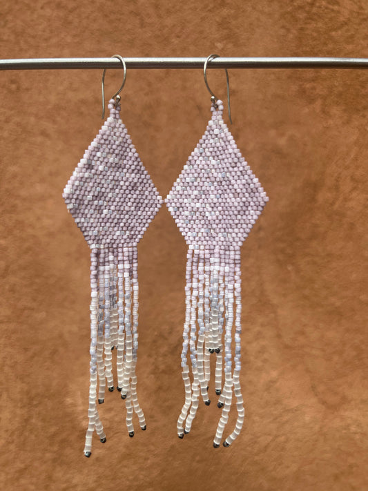 Beaded Fringe Earrings Lavender