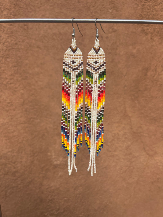 Beaded Fringe Earrings ~ multicolor
