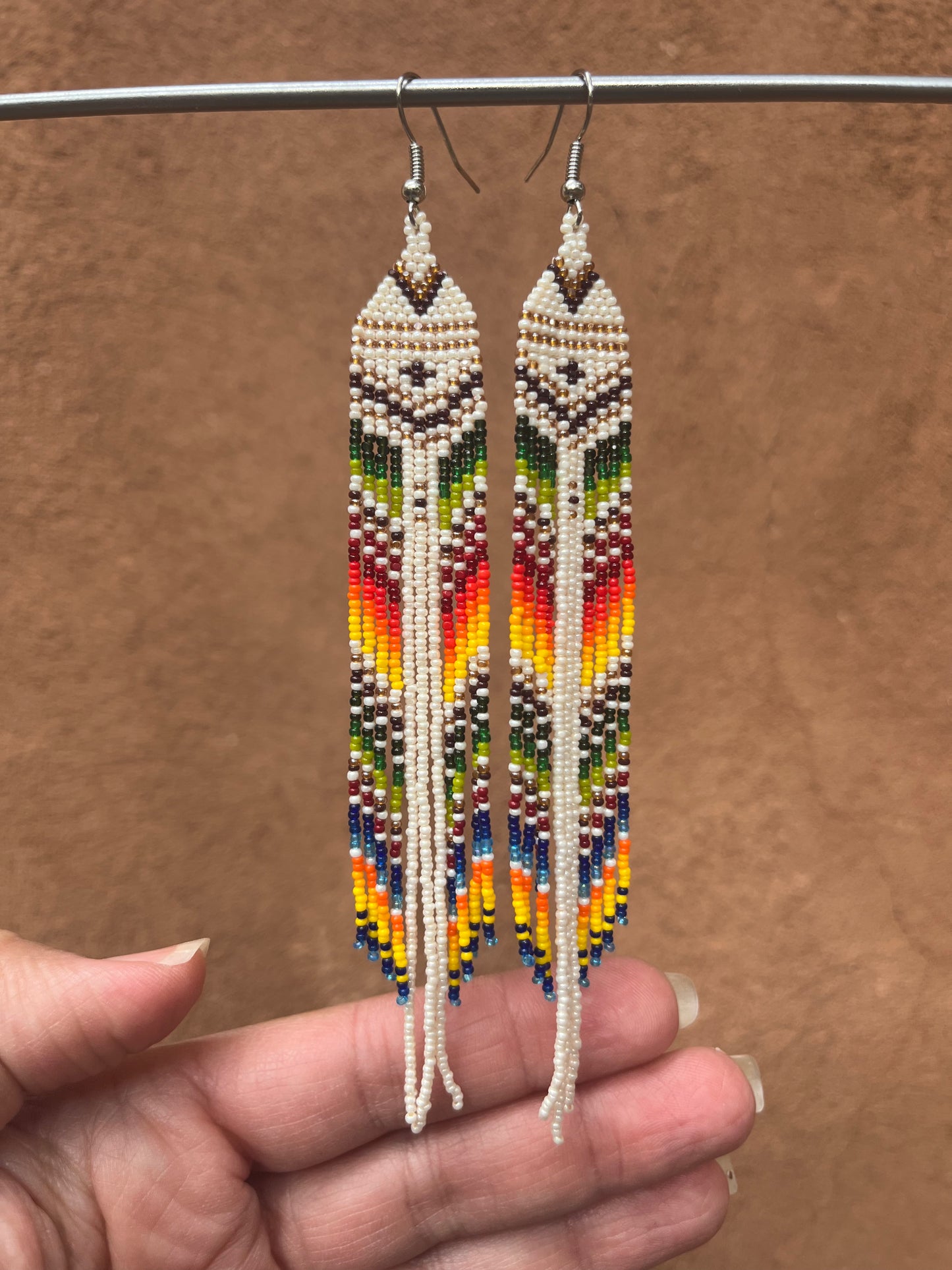 Beaded Fringe Earrings ~ multicolor