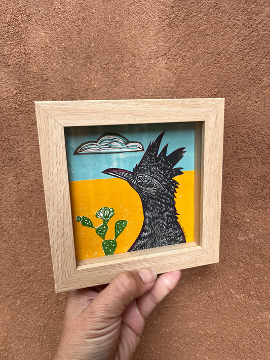 Shadow box ~ roadrunner ~ blue and yellow