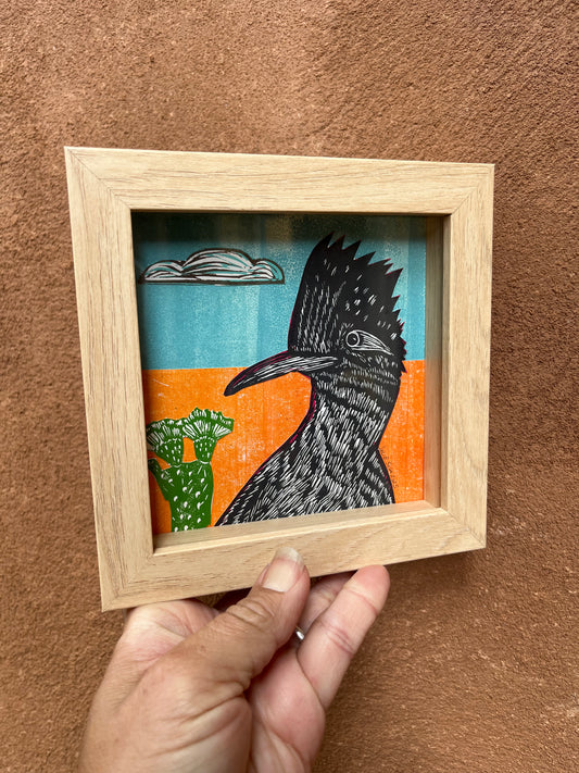 Shadow box ~ roadrunner ~ blue and orange