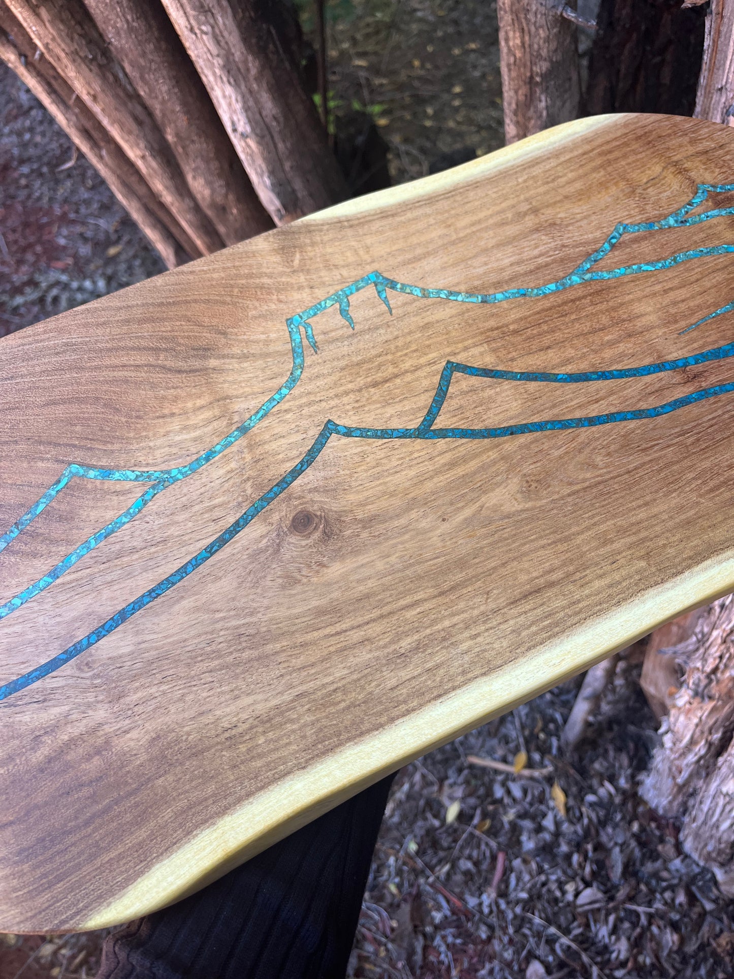 Cutting board with Kingman and Peruvian Turquoise