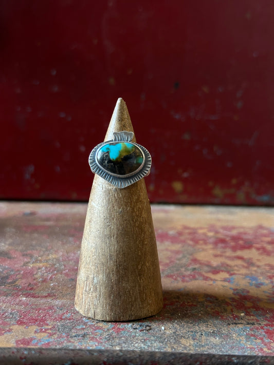 Apache Blue Turquoise and Sterling Silver Ring ~ Size 6