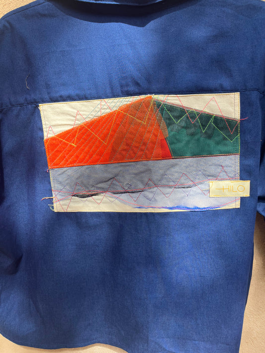 Boxy Cropped Shirt - Blue Linen