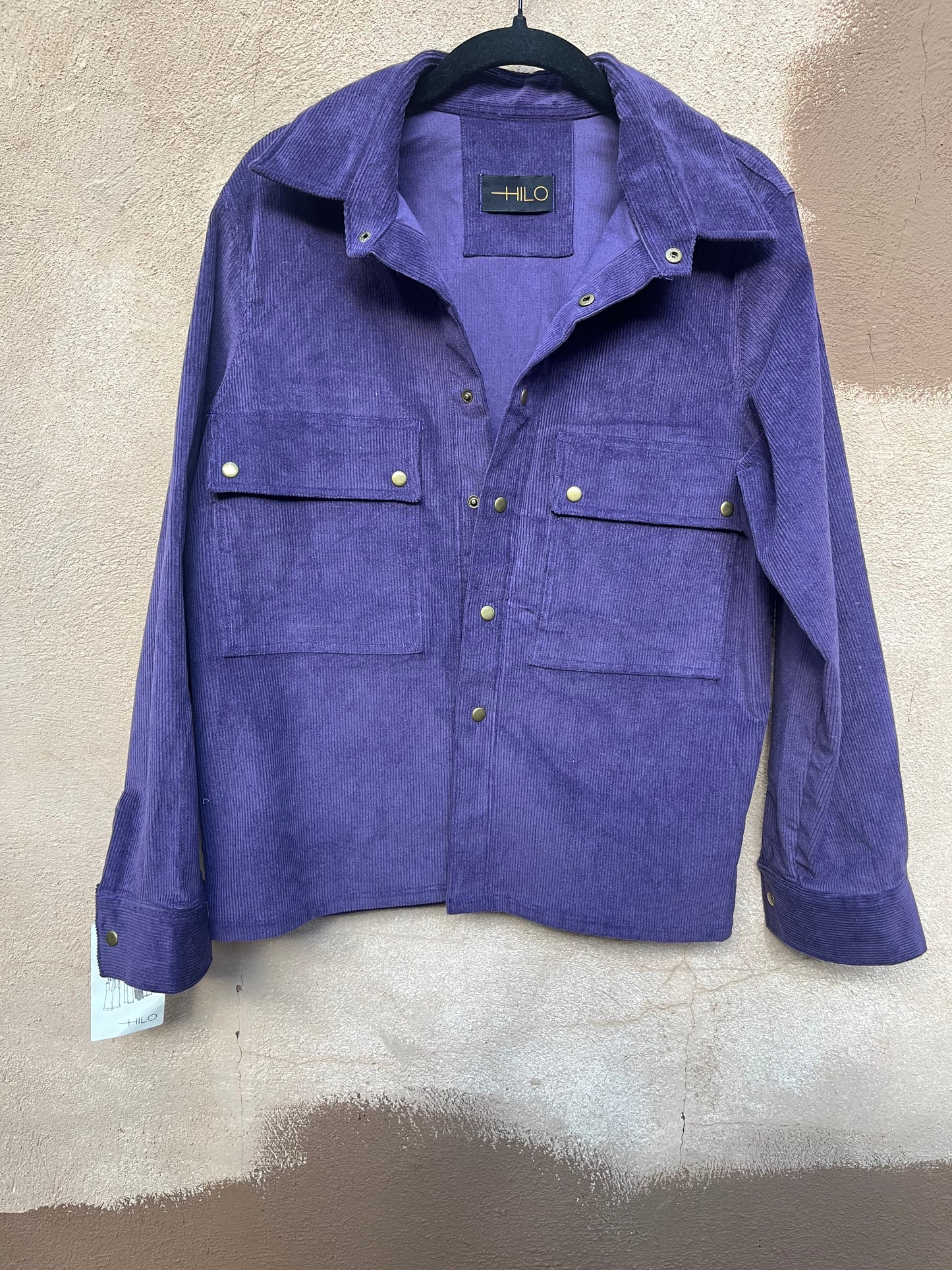 Corduroy Shirt Jacket- Purple with Patch