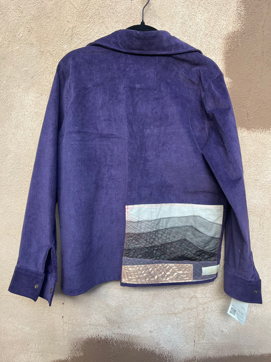 Corduroy Shirt Jacket- Purple with Patch