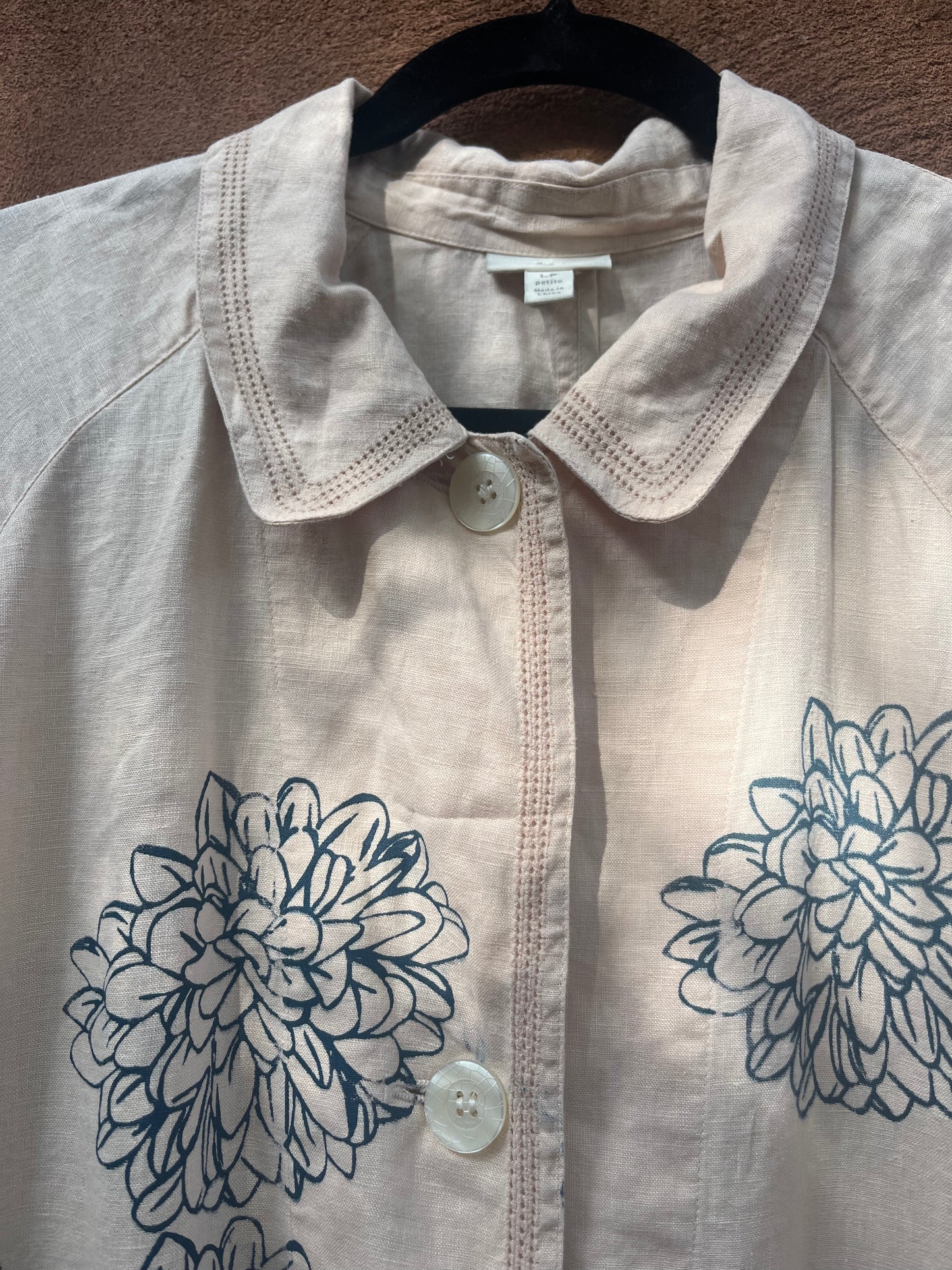 Screenprinted Collared Jacket ~ upcycled ~ Large