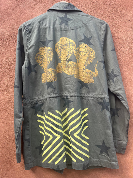 Screenprinted Utility Jacket ~ upcycled ~ Medium