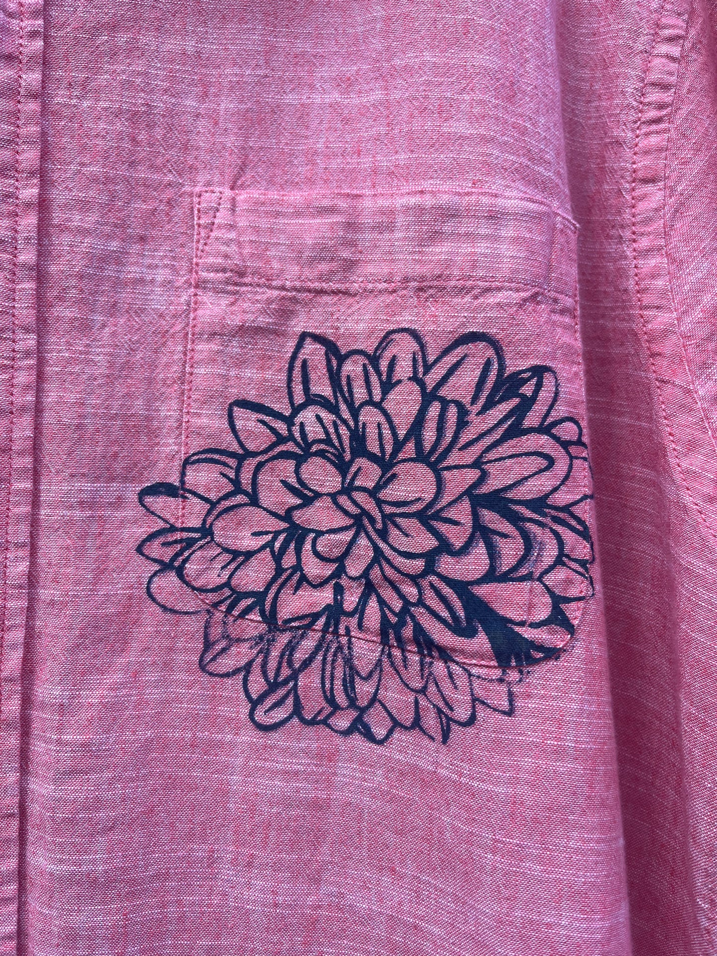 Screenprinted Collared Shirt ~ upcycled ~ Large
