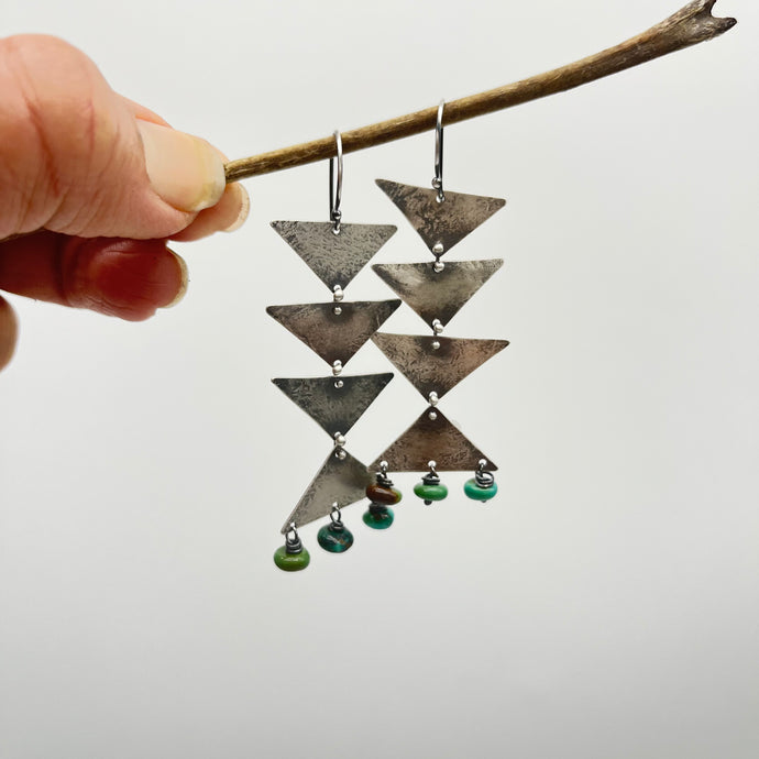 Connecting Triangle earrings - Turquoise and Sterling silver