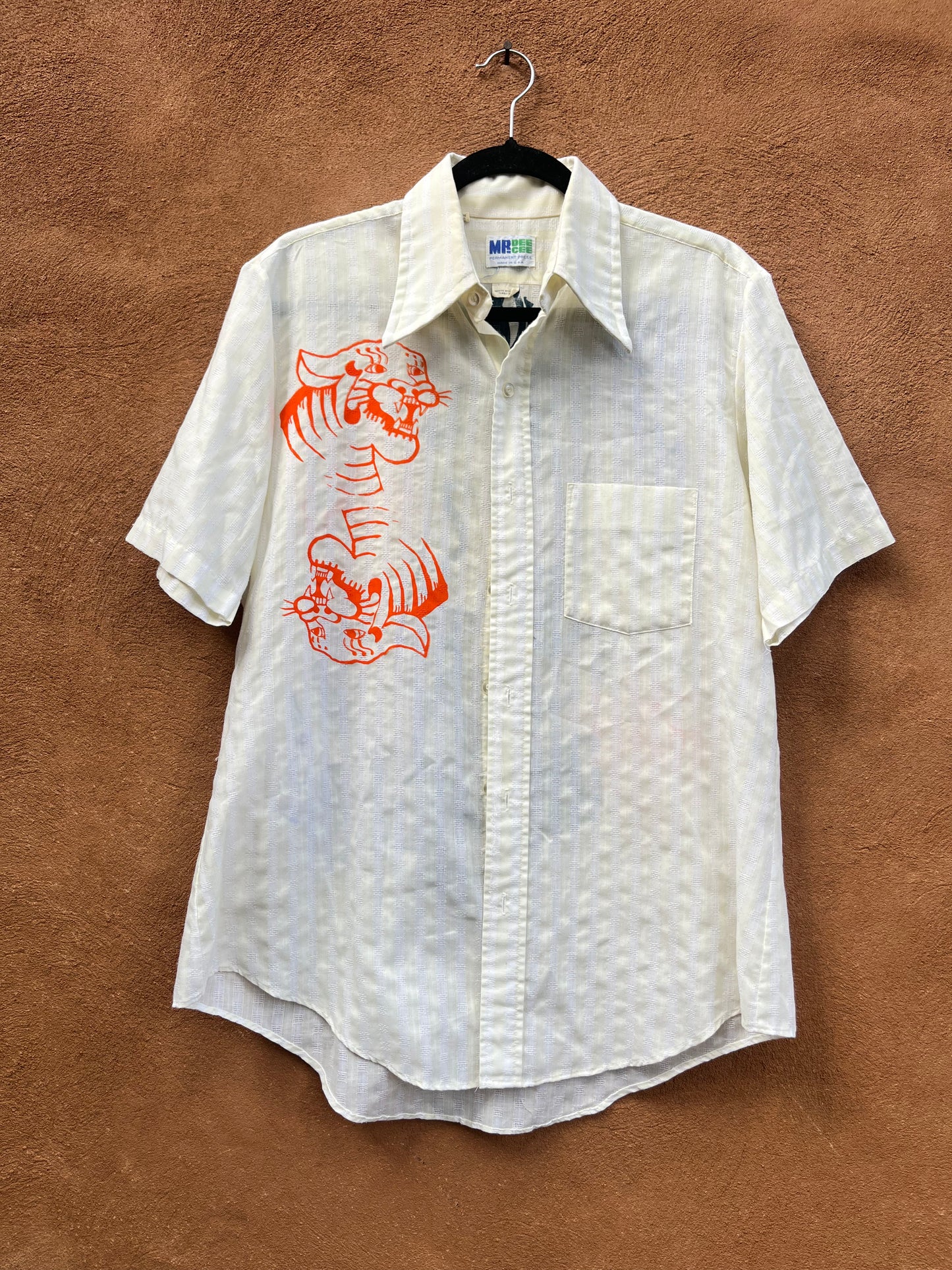 Screenprinted Collared Shirt ~ upcycled ~ Large