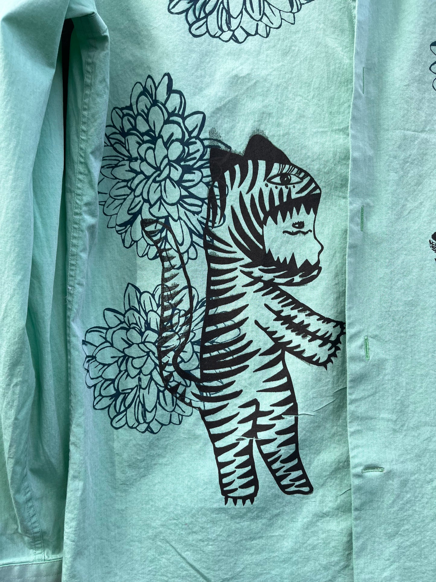 Screenprinted Collared Shirt ~ upcycled ~ Medium