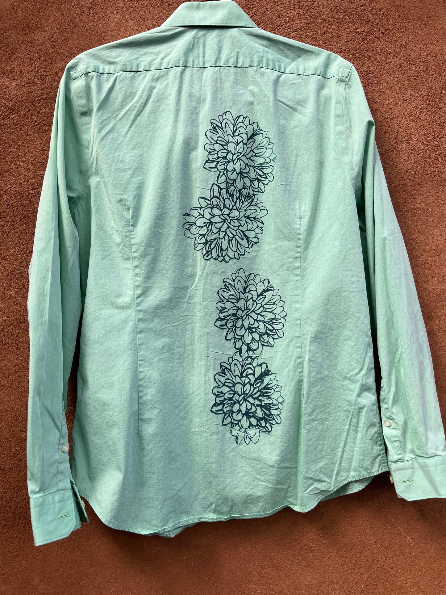 Screenprinted Collared Shirt ~ upcycled ~ Medium