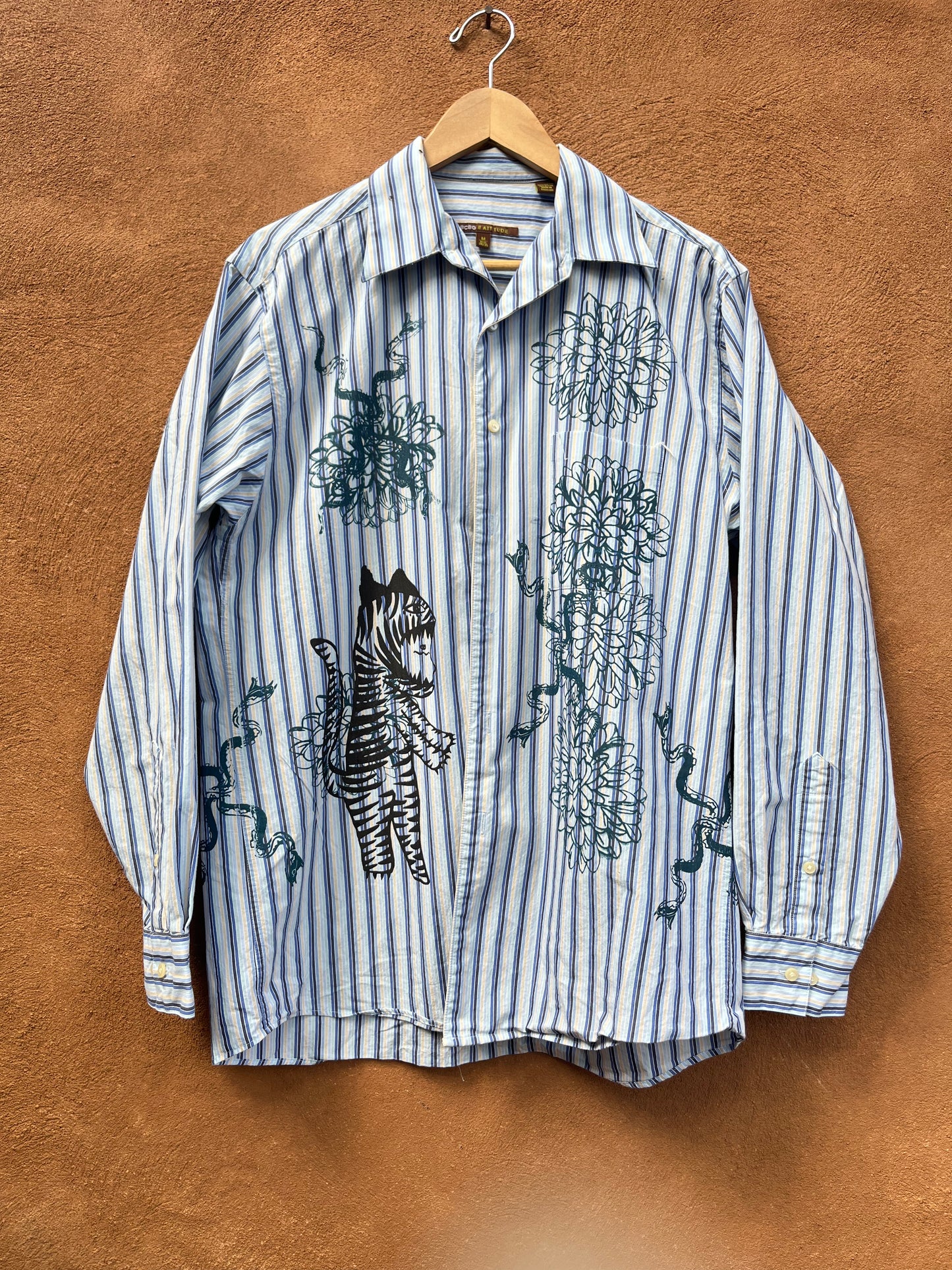 Screenprinted Collared Shirt ~ upcycled ~ Medium
