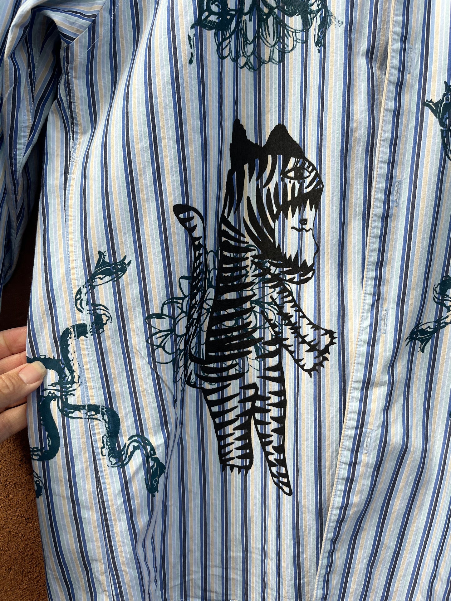 Screenprinted Collared Shirt ~ upcycled ~ Medium