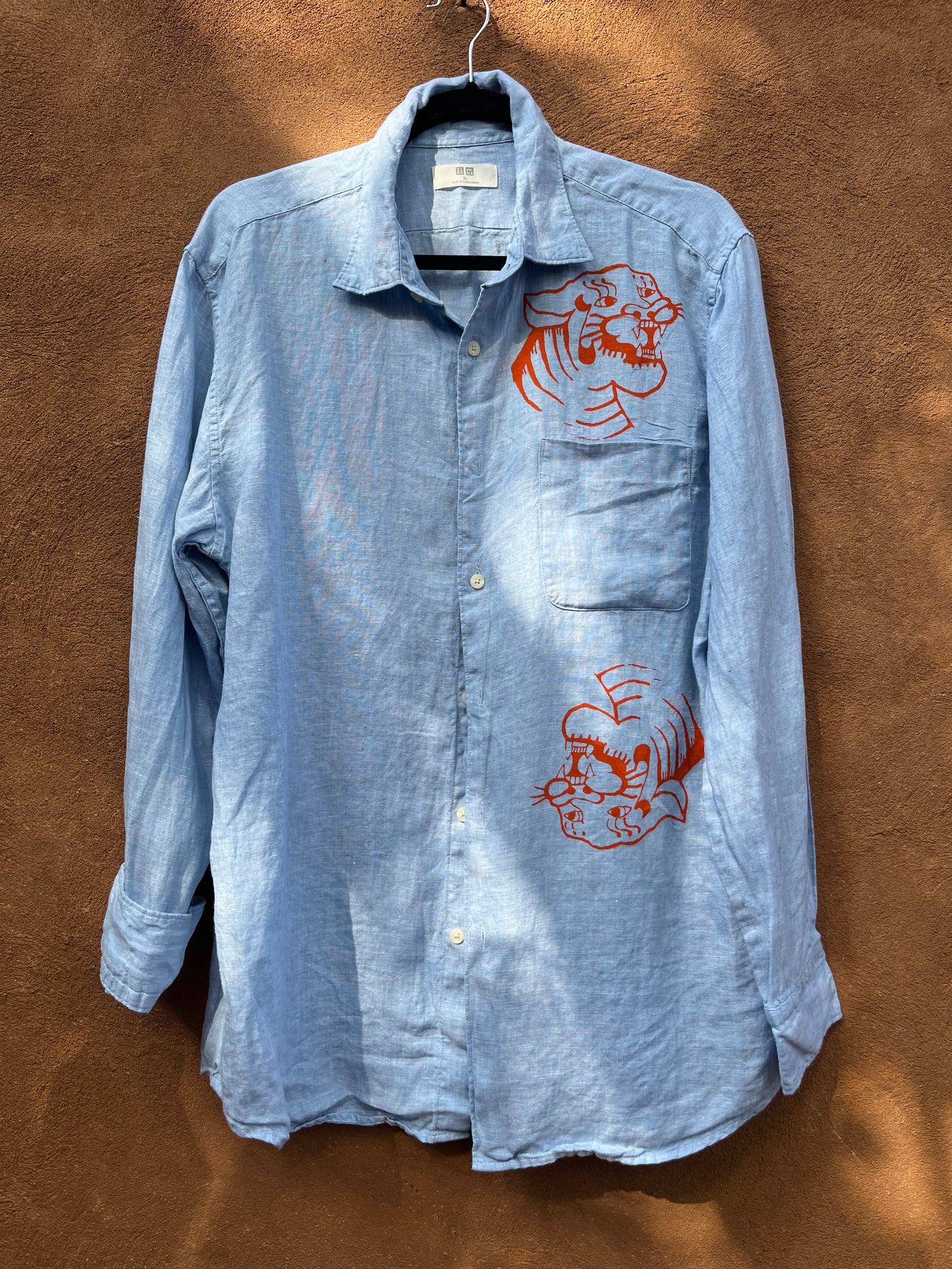 Screenprinted Collared Shirt ~ upcycled ~ XL