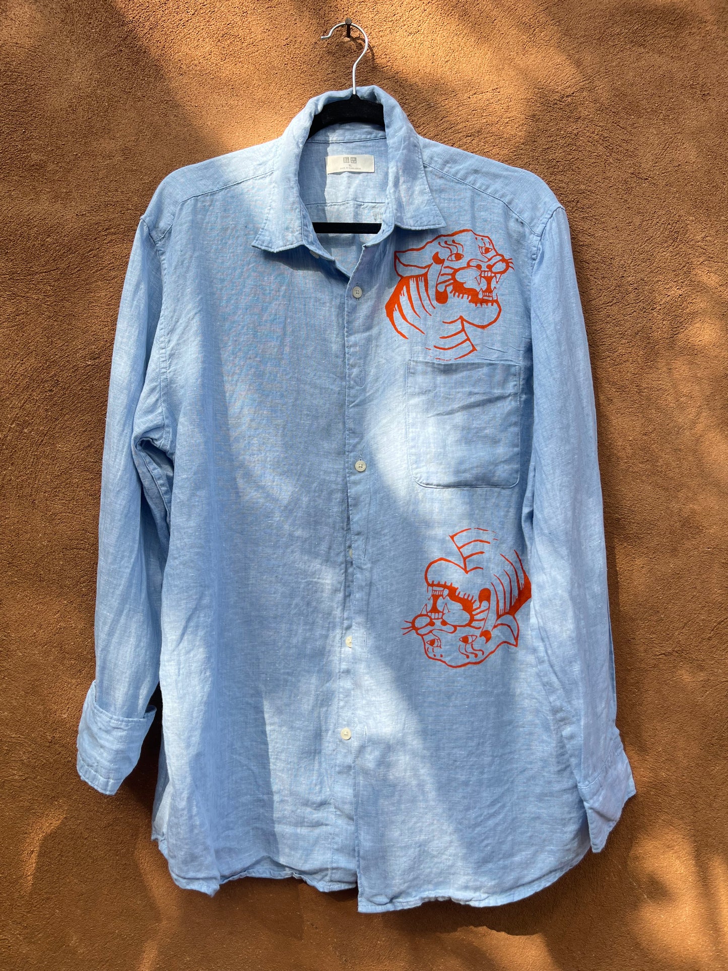Screenprinted Collared Shirt ~ upcycled ~ XL