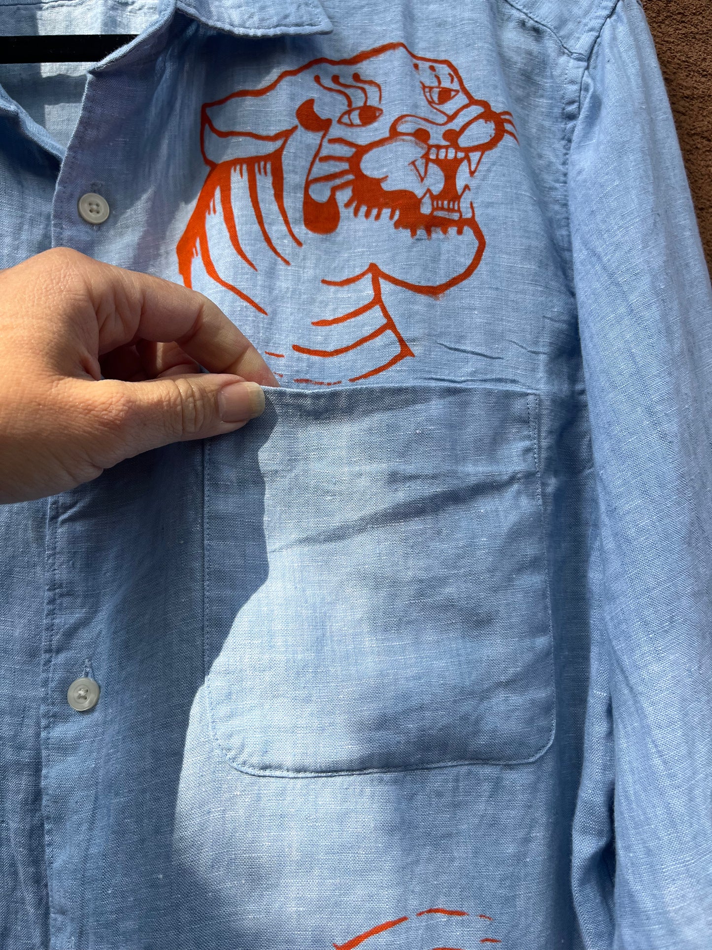 Screenprinted Collared Shirt ~ upcycled ~ XL