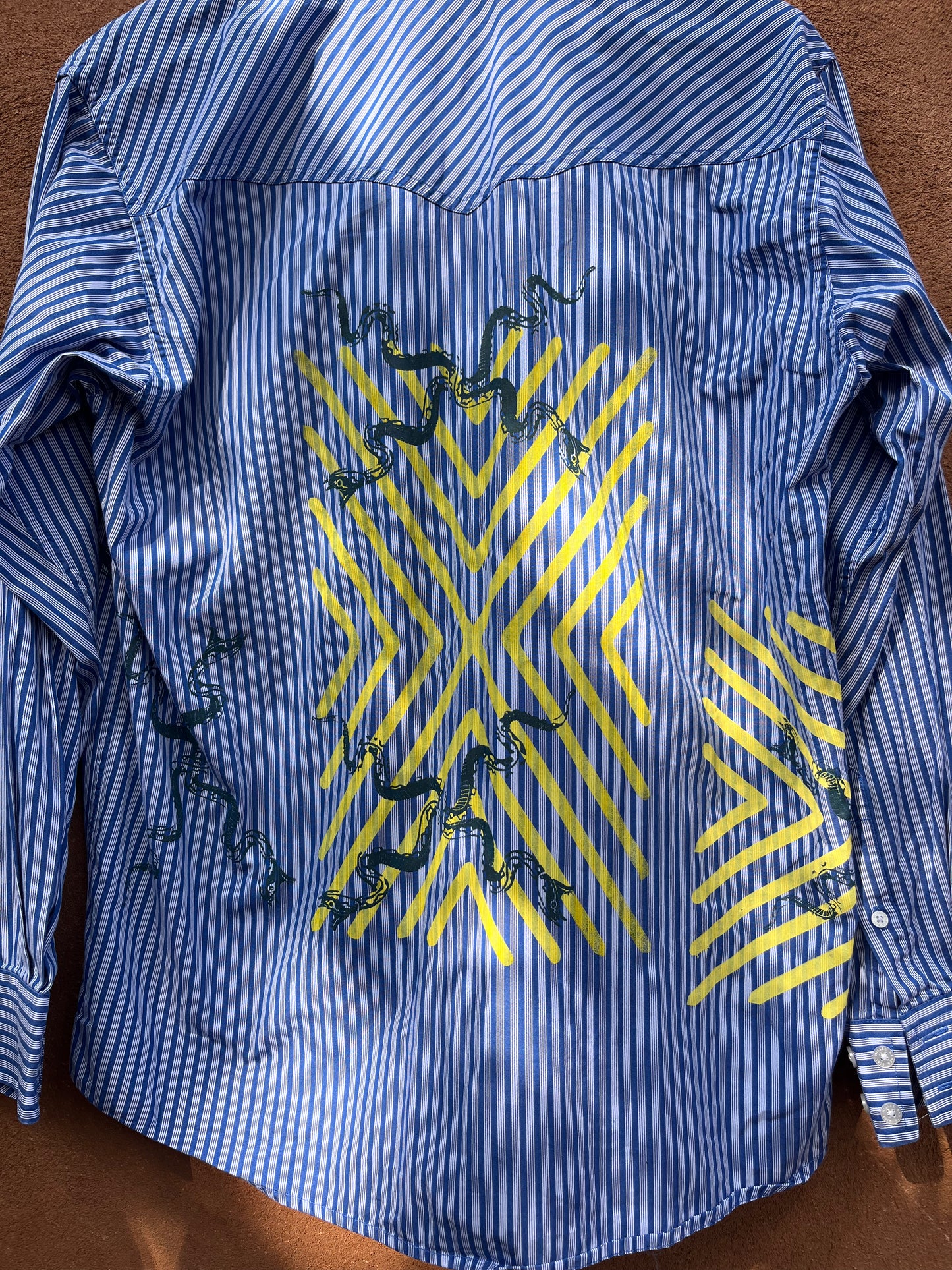 Screenprinted Collared Shirt ~ upcycled ~ Small