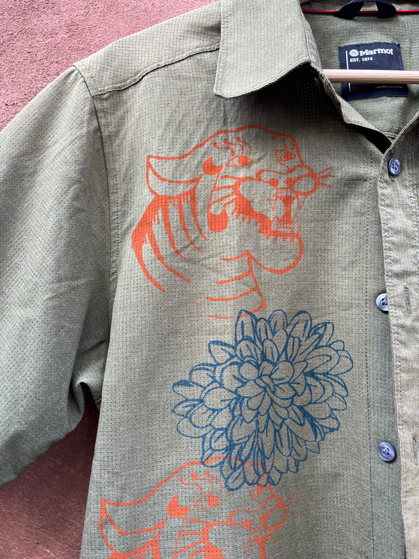 Screenprinted Collared Shirt ~ upcycled ~ Medium