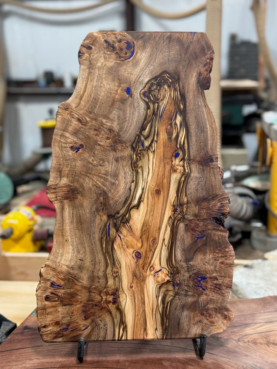 Peppercorn burl tray/wall art inlaid with Lapis Lazuli