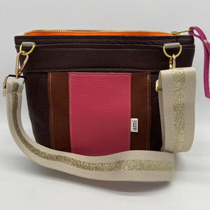 Crossbody Bag - Blue and pink- orange zipper