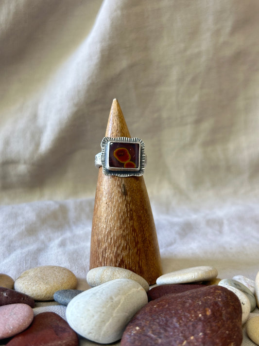 Sterling Silver Ring ~ Morrocan Red Seam Agate ~ 6.75
