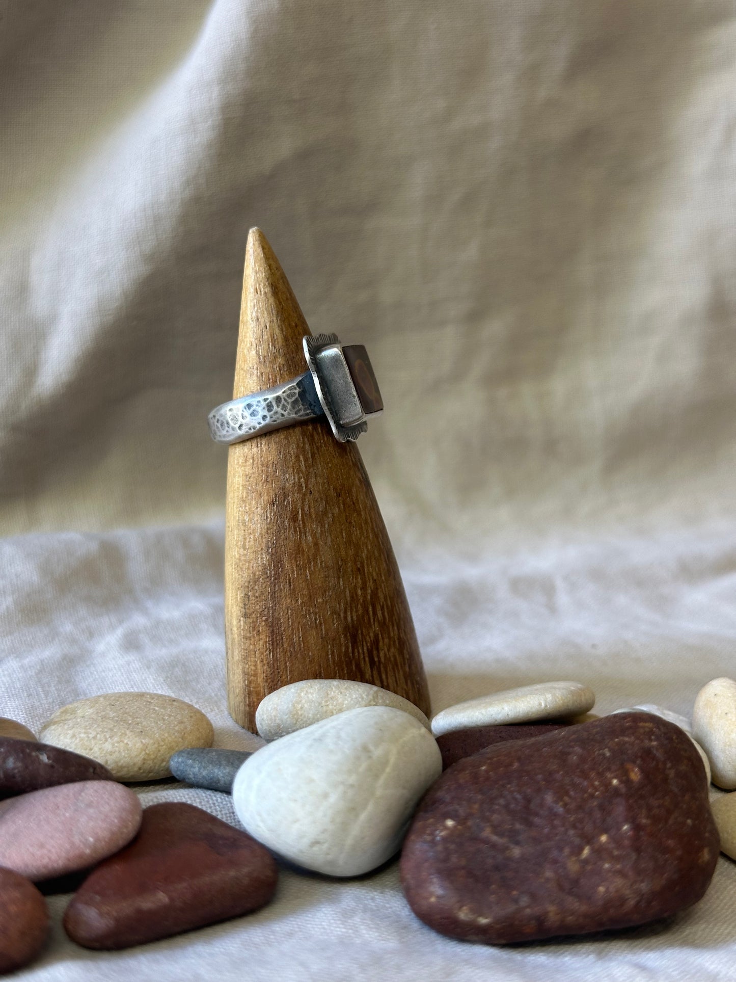 Sterling Silver Ring ~ Morrocan Red Seam Agate ~ 6.75