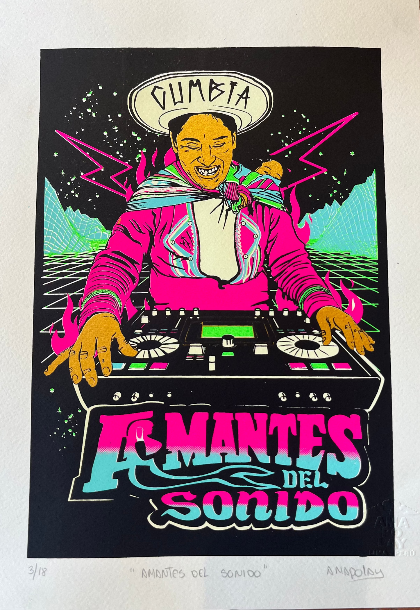 Amantes Del Sonido ~ Serigraphy 10” by 14”