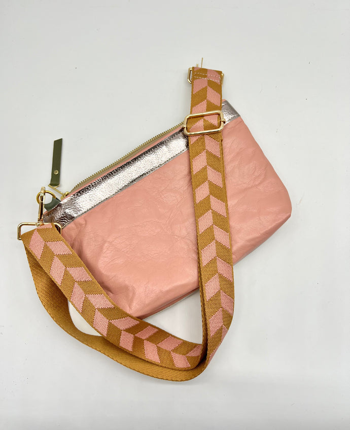 Crossbody Bag - Pink and nude leather