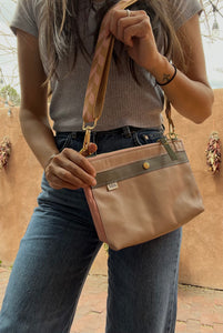 Crossbody Bag - Pink and nude leather