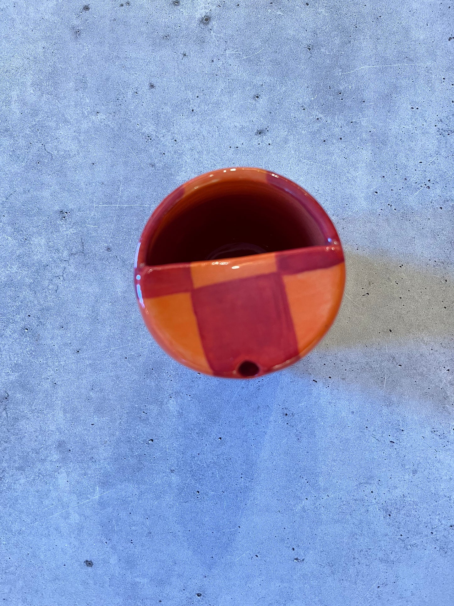 Travel Tumbler ~ Thumb print - Red & orange check