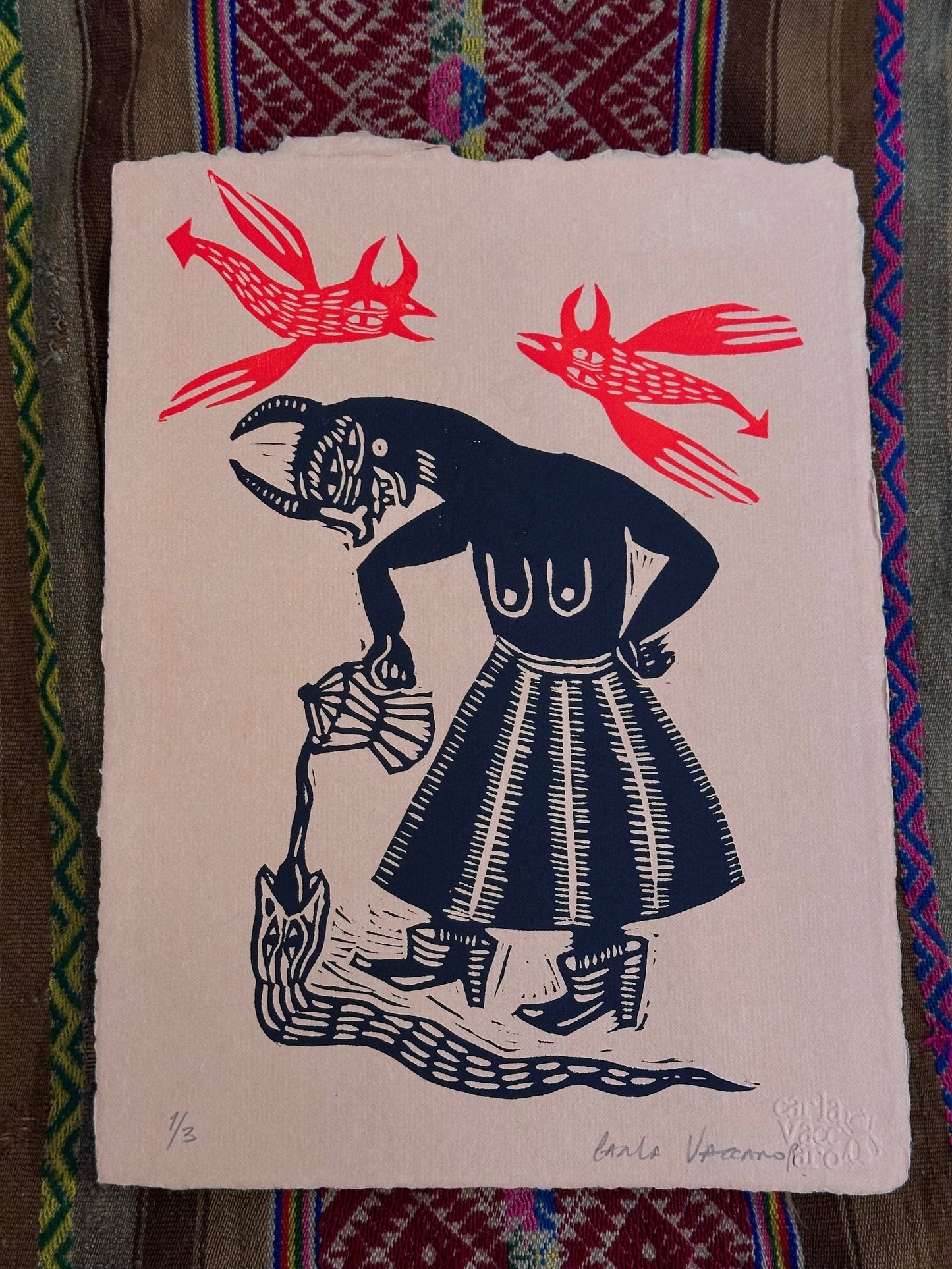 Cafe por la Mañana - linocut print