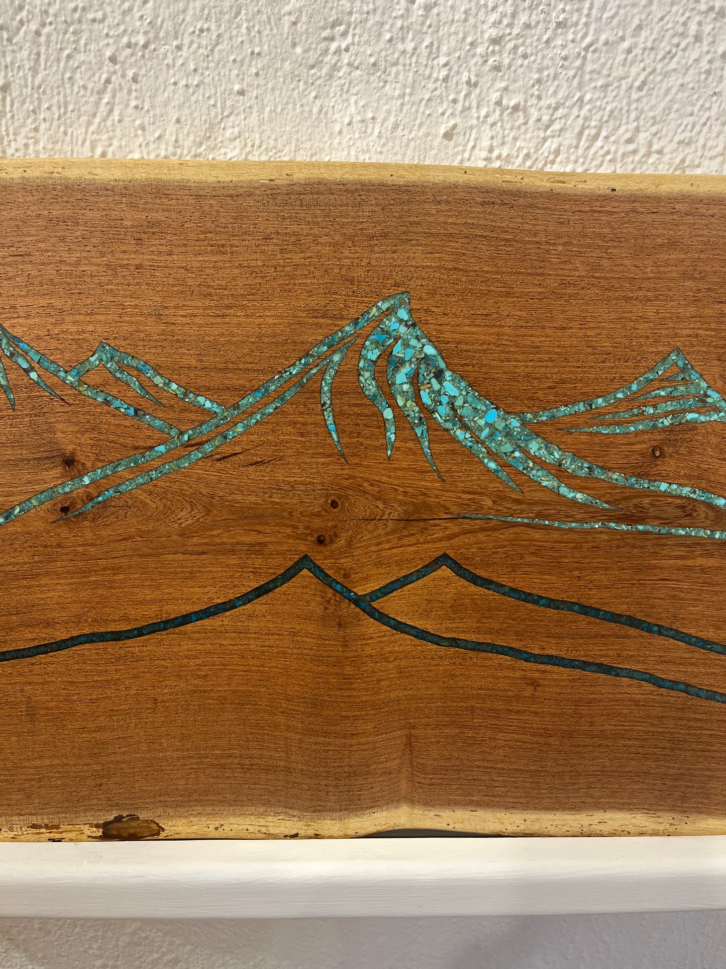 Live Edge Mesquite - with Kingman and Peruvian Turquoise inlay