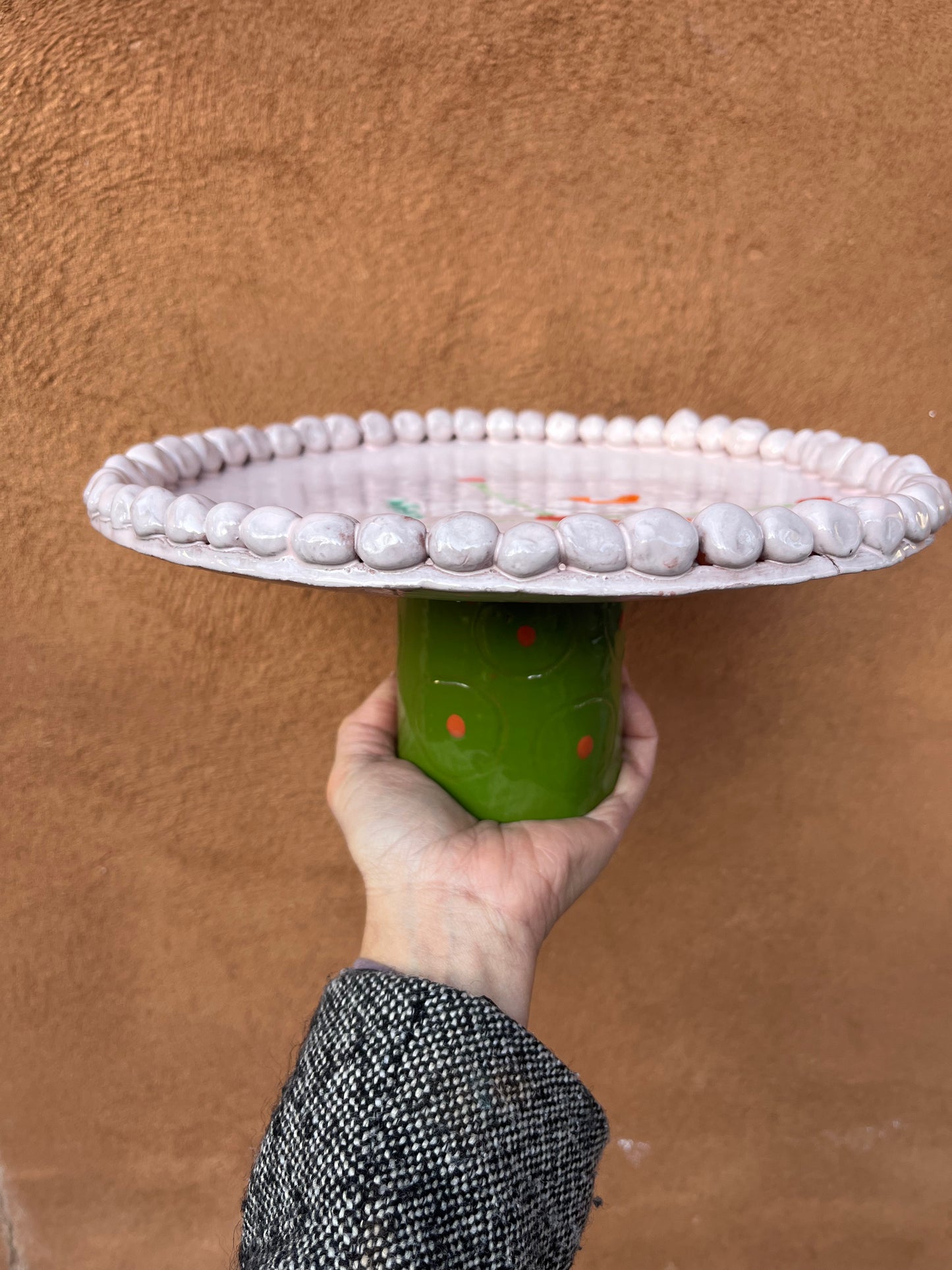 Cake Stand - Pink & green