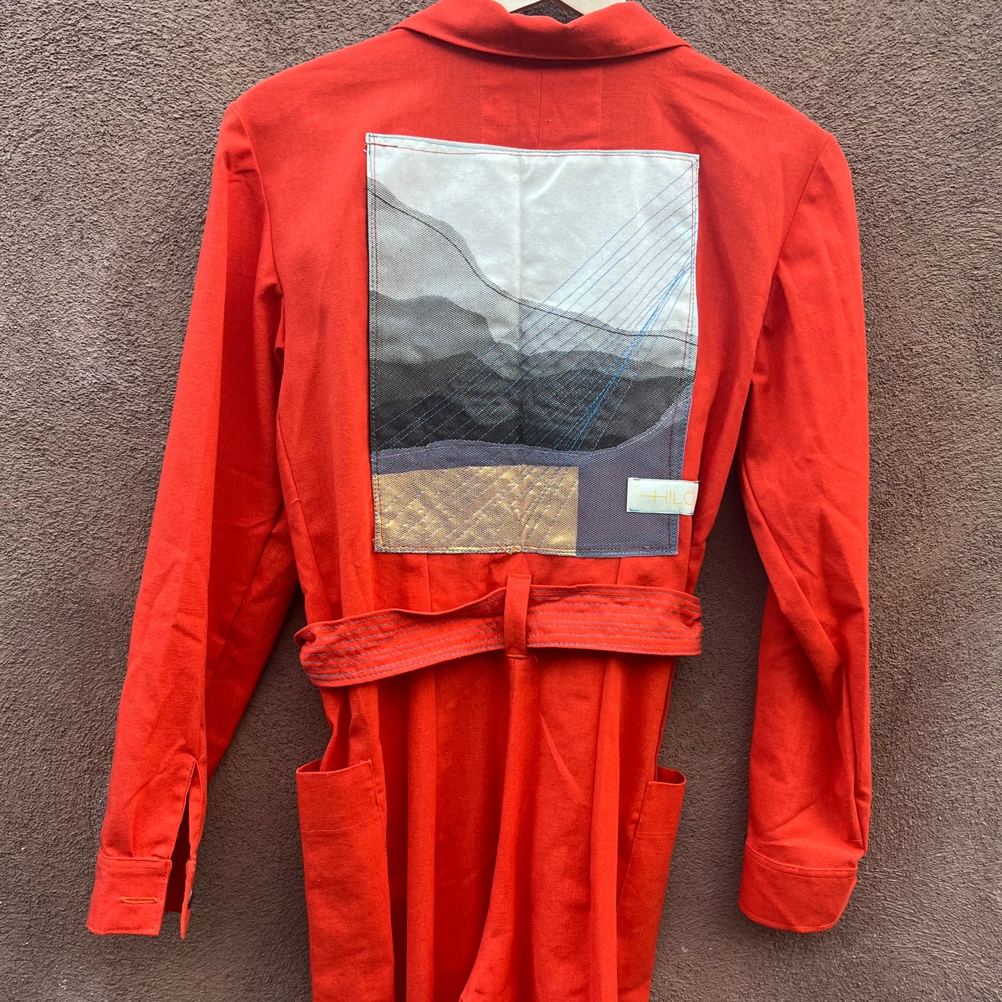 Jumpsuit Orange Linen - long sleeve - Small