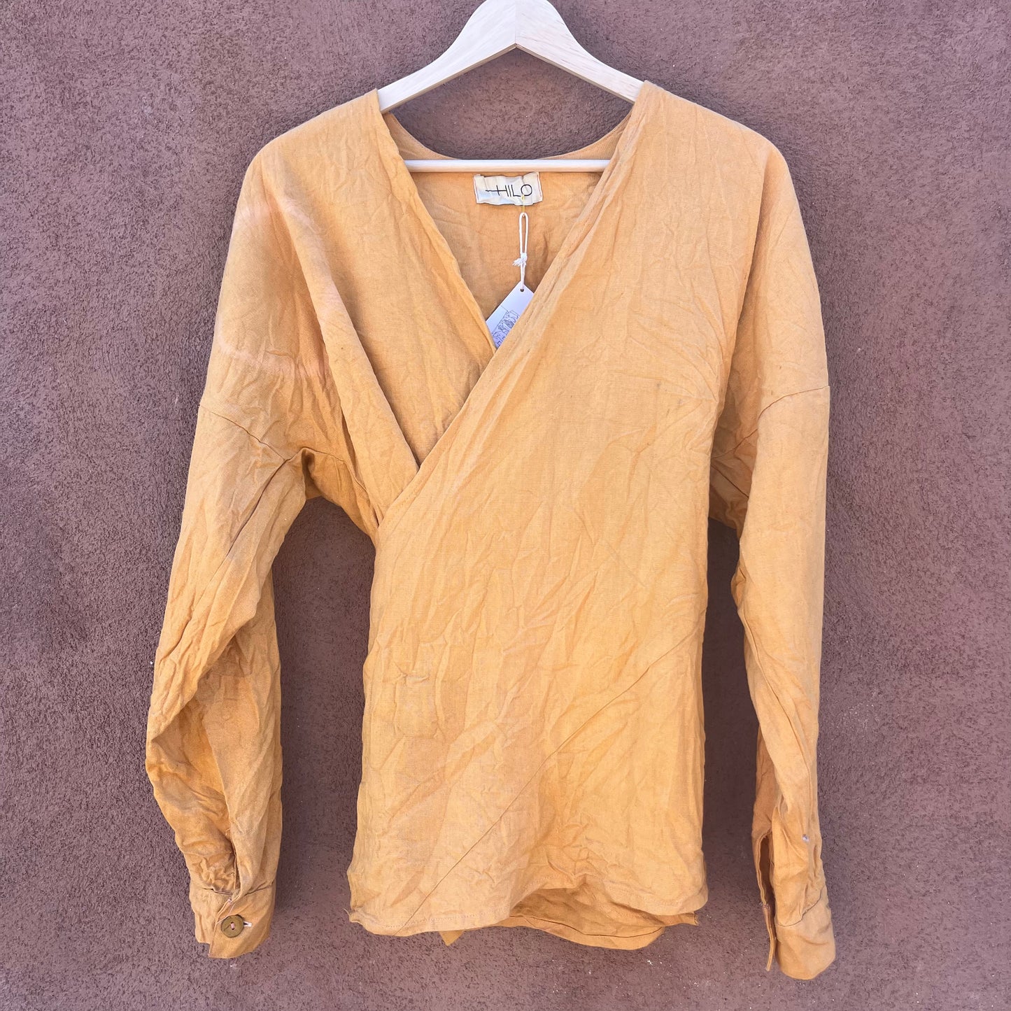 Yellow Linen Wrap Top - Medium