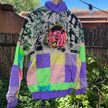 Load image into Gallery viewer, Upcycled Jacket ~ handprinted and patchwork
