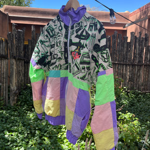 Upcycled Jacket ~ handprinted and patchwork