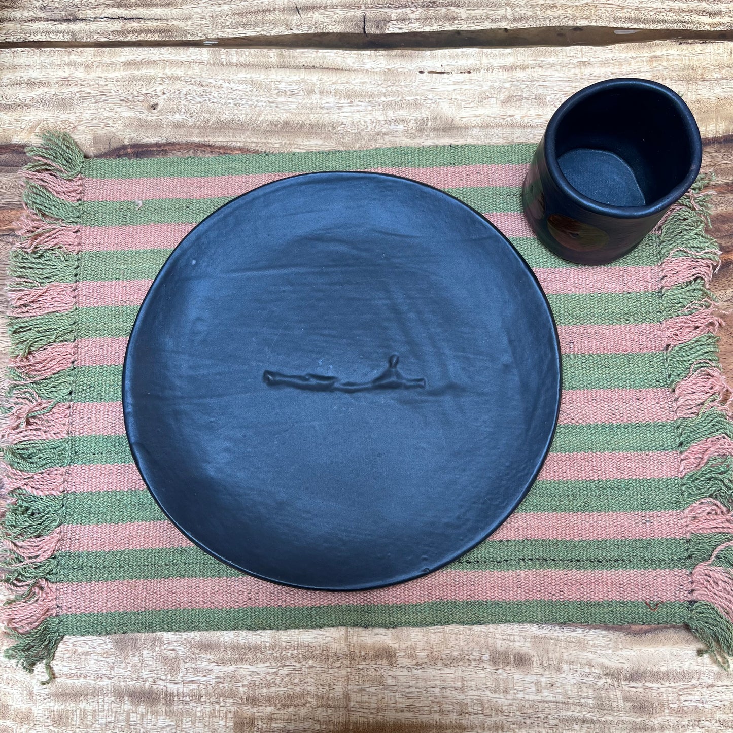 100% Sheep Wool Placemats ~ green and pink ~ Set of 6 ~ #12