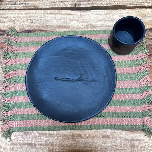 100% Sheep Wool Placemats ~ green and pink ~ Set of 6 ~ #12