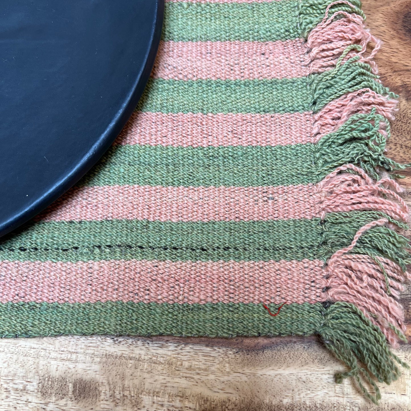 100% Sheep Wool Placemats ~ green and pink ~ Set of 6 ~ #12